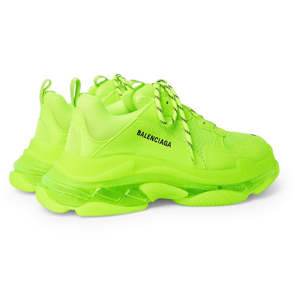 Glamour Indflydelsesrig Enumerate BALENCIAGA - Triple S Neon Mesh and Leather Sneakers - Yellow Balenciaga