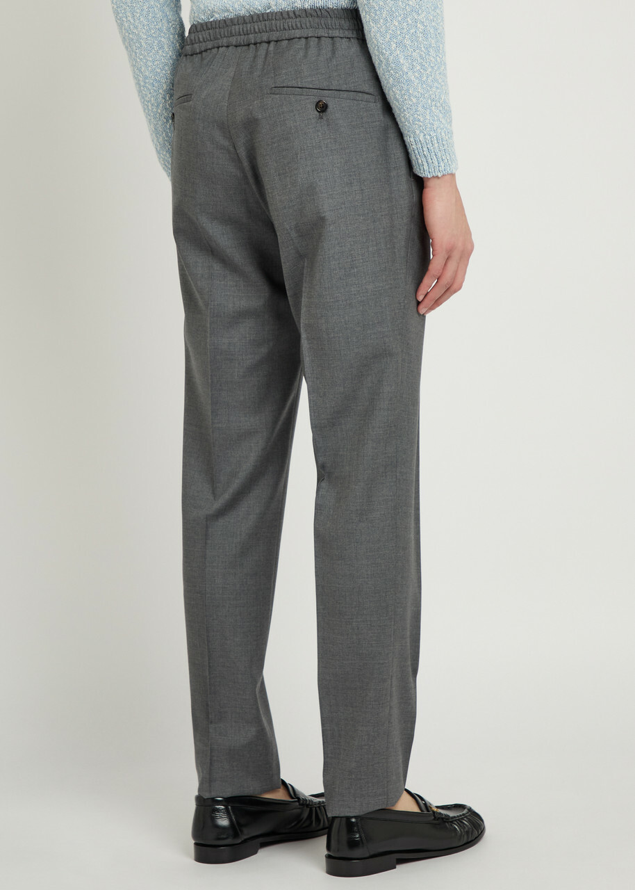 Slowear Drawstring Tapered-leg Wool Trousers Charcoal