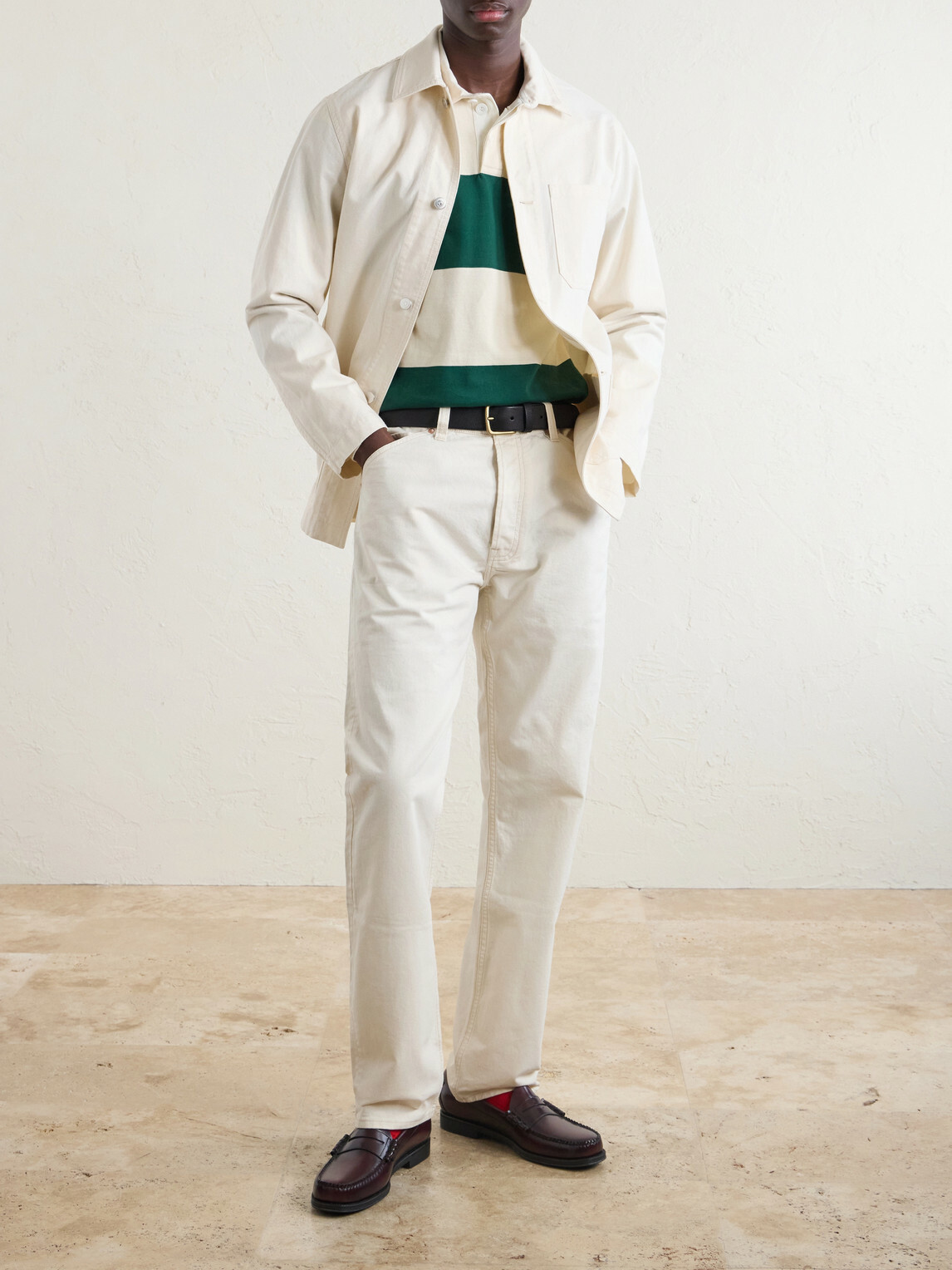 Drake's - Stripe Cotton-Jersey Polo Shirt - Neutrals