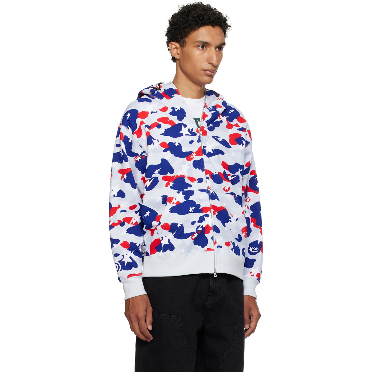 BAPE White & Blue STA Strike Camo Shark Full Zip Hoodie