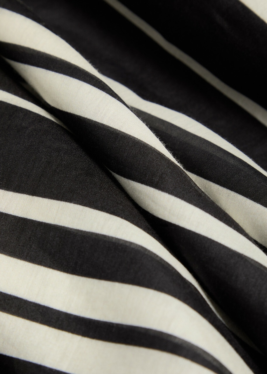 Tory Burch Striped Belted Cotton-blend Kaftan Dress Black