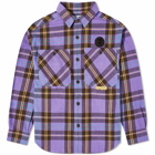Men's AAPE Check Flannel Shirt in Purple (Brown)