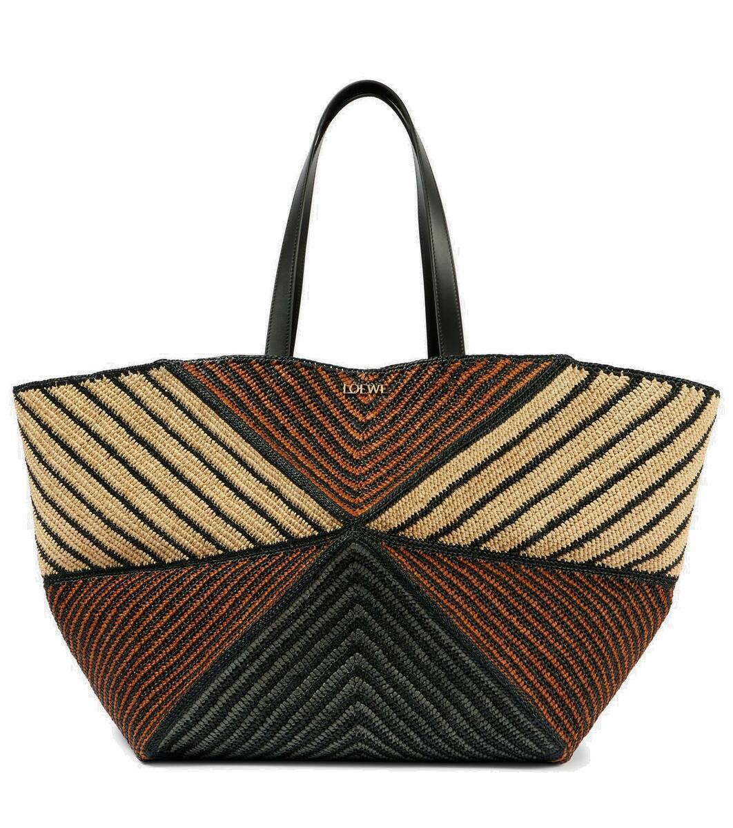 Loewe Puzzle Fold XXL raffia tote bag Loewe