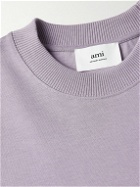 AMI PARIS - Logo-Embroidered Cotton-Blend Jersey Sweatshirt - Purple