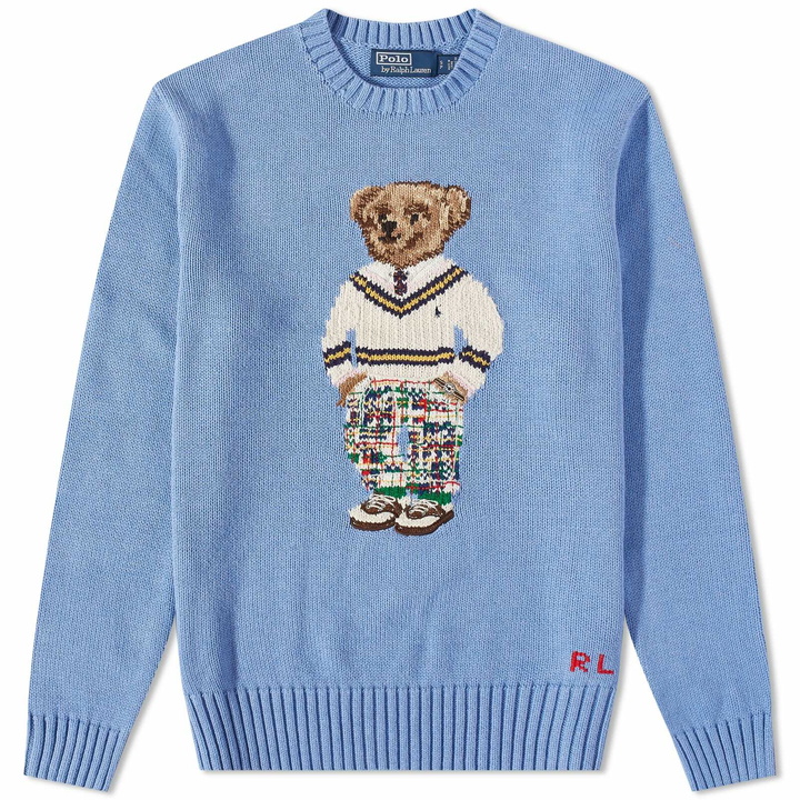 Photo: Polo Ralph Lauren Men's Cricket Bear Crew Knit in Soft Royal