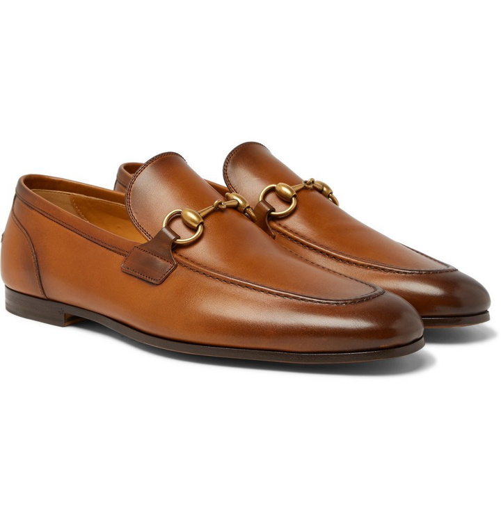 Photo: Gucci - Jordaan Horsebit Burnished-Leather Loafers - Brown