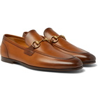 Gucci - Jordaan Horsebit Burnished-Leather Loafers - Brown