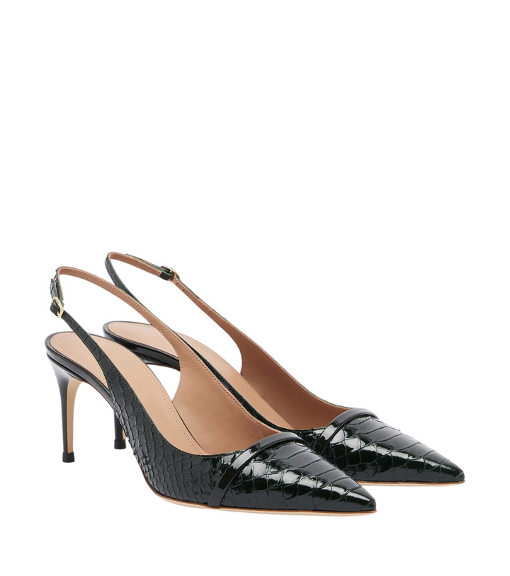 Photo: Malone Souliers Schiffer patent leather slingback pumps