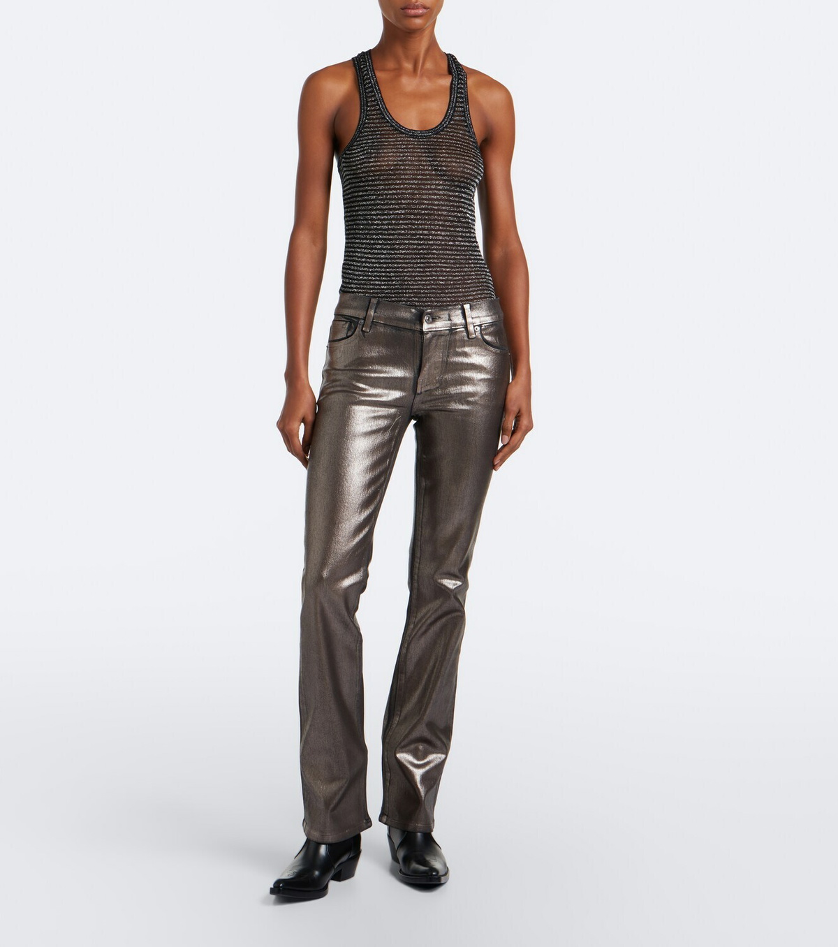 Frame Rodeo coated flared jeans