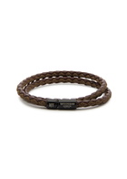 Tateossian Chelsea Braided Leather Wrap Bracelet Brown