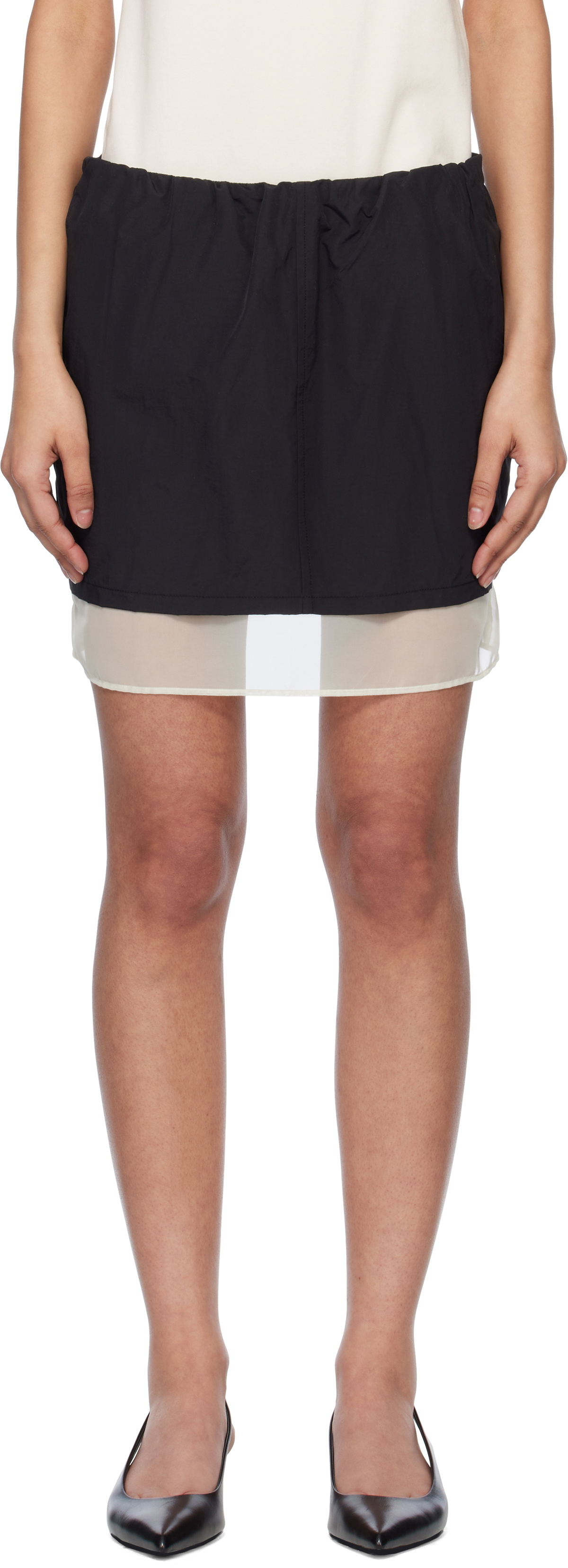 Kijun Black Sheer Layered Miniskirt