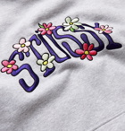 Stüssy - Logo-Embroidered Fleece-Back Cotton-Blend Jersey Hoodie - Gray