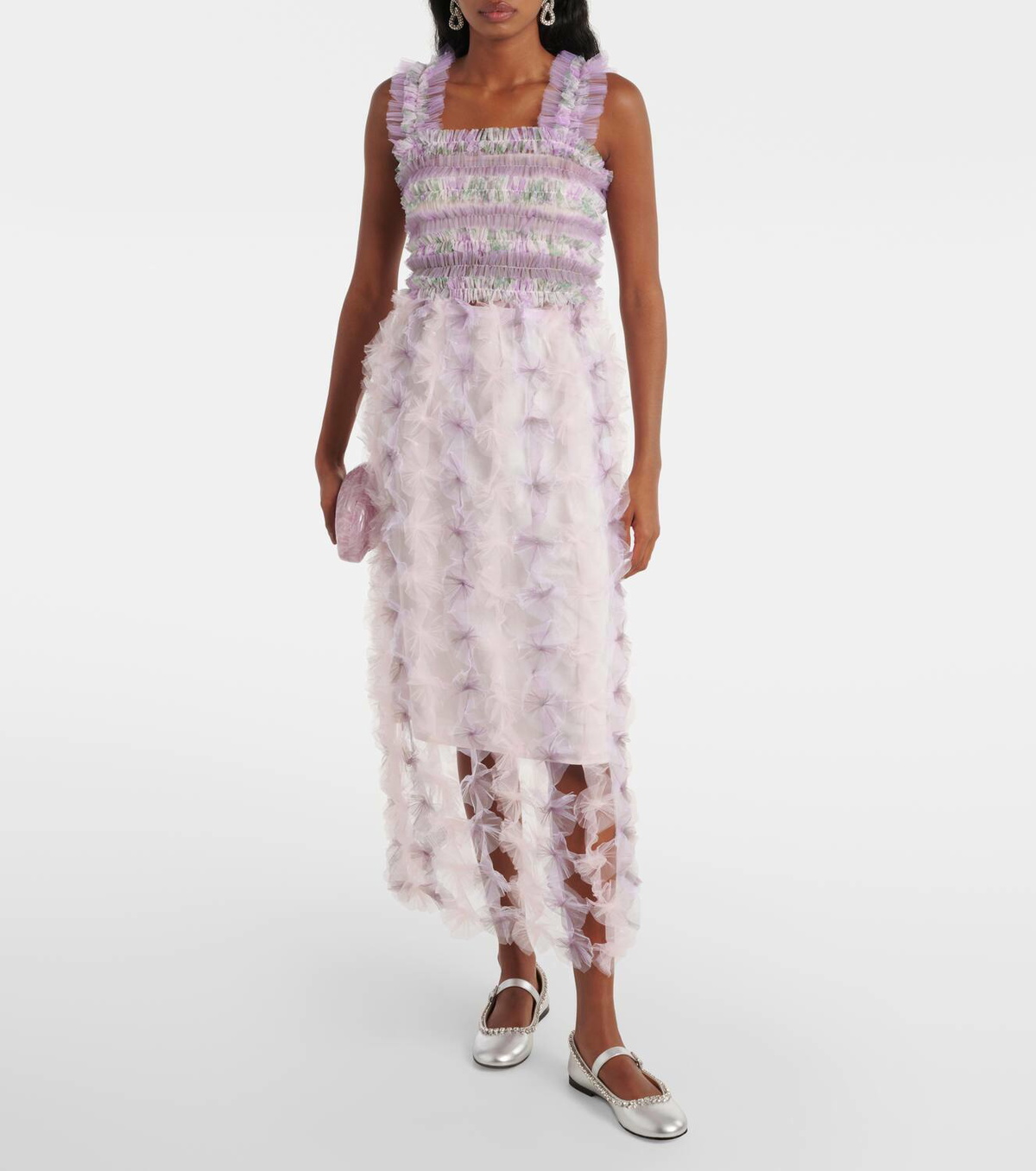 Susan Fang Fringed floral midi skirt