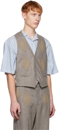 TheOpen Product SSENSE Exclusive Brown Diamond Patched Waistcoat
