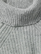 Inis Meáin - Boatbuilder Ribbed Donegal Merino Wool and Cashmere-Blend Rollneck Sweater - Gray