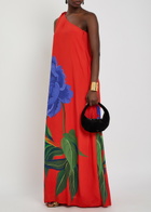 Borgo DE Nor Lani Floral-print One-shoulder Crepe Maxi Dress Red