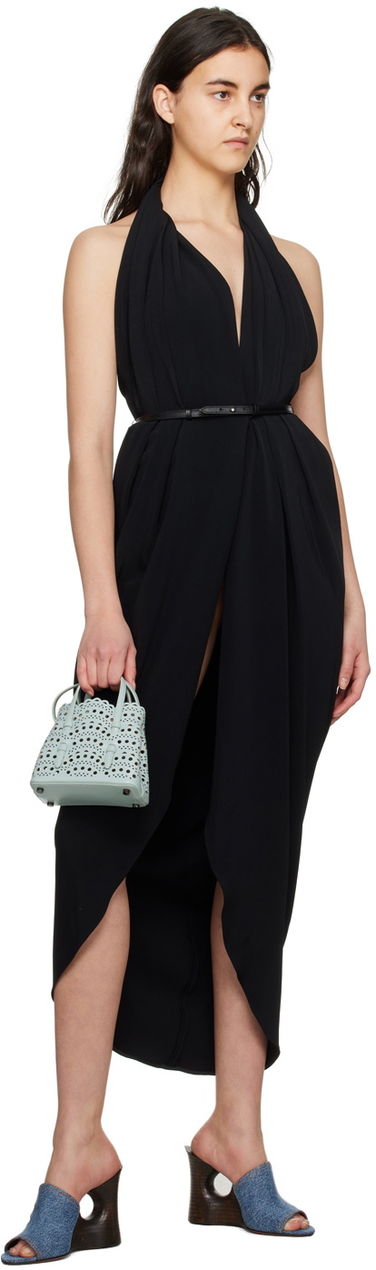 knee length dresses for ladies Long Black Dress with Belt