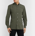 TOM FORD - Slim-Fit Button-Down Collar Washed-Cotton Shirt - Green