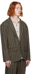 Karu Research Green Pinstripe Blazer