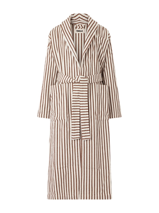 Photo: TEKLA - Belted Striped Organic Cotton-Terry Robe - Neutrals