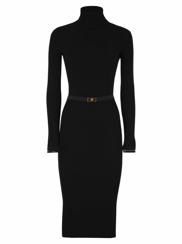 Photo: Elisabetta Franchi Ribbed Knit Dress With Belt
