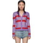 Miu Miu Purple and Red Striped Cardigan