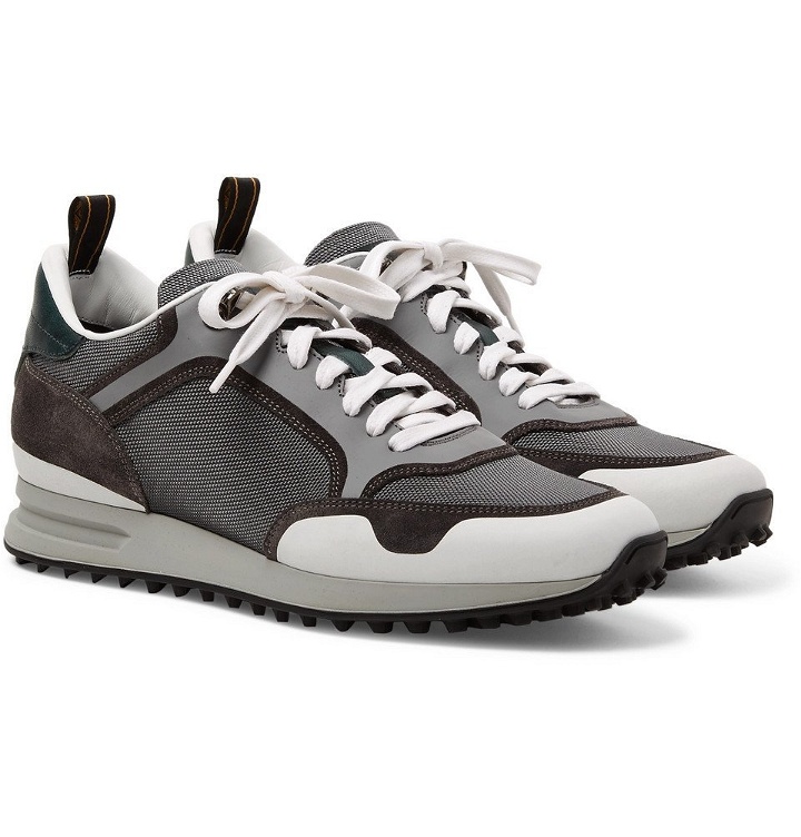 Photo: Dunhill - Radial Runner Leather and Suede-Trimmed Mesh Sneakers - Men - Dark gray