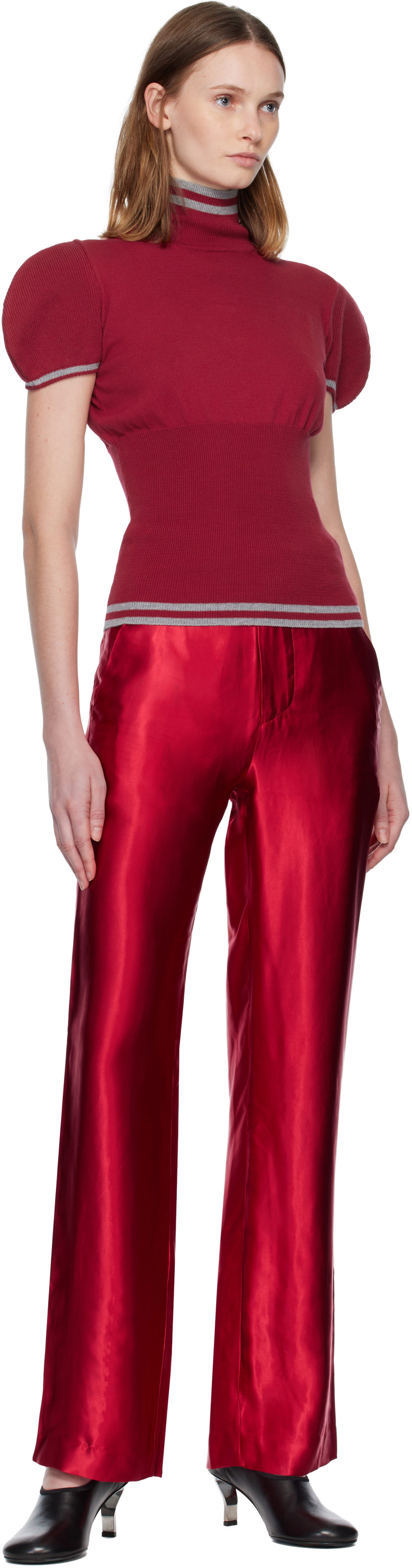Edward Cuming Red Slink Tailored Trousers