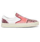 AMIRI - Leather-Trimmed Bandana-Print Canvas Slip-On Sneakers - Orange