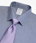 Brooks Brothers Men's Stretch Regent Regular-Fit Dress Shirt, Non-Iron Glen Plaid | Navy