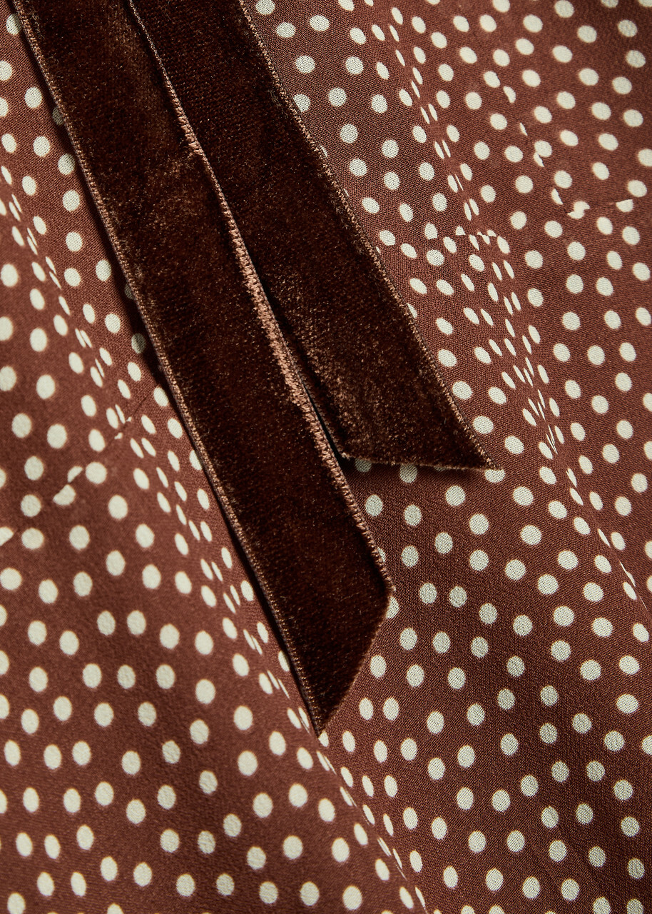 Reformation Kaylia Polka-dot Appliquéd Chiffon Mini Dress Brown