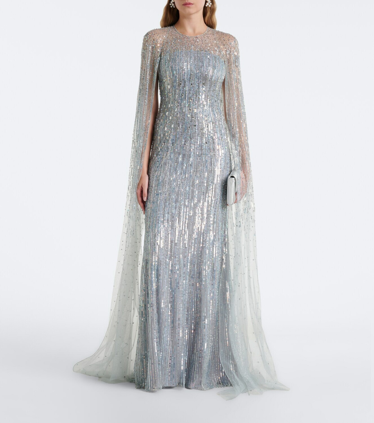 Jenny Packham Cosmic Dust embellished caped gown
