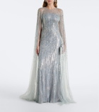 Jenny Packham Cosmic Dust embellished caped gown