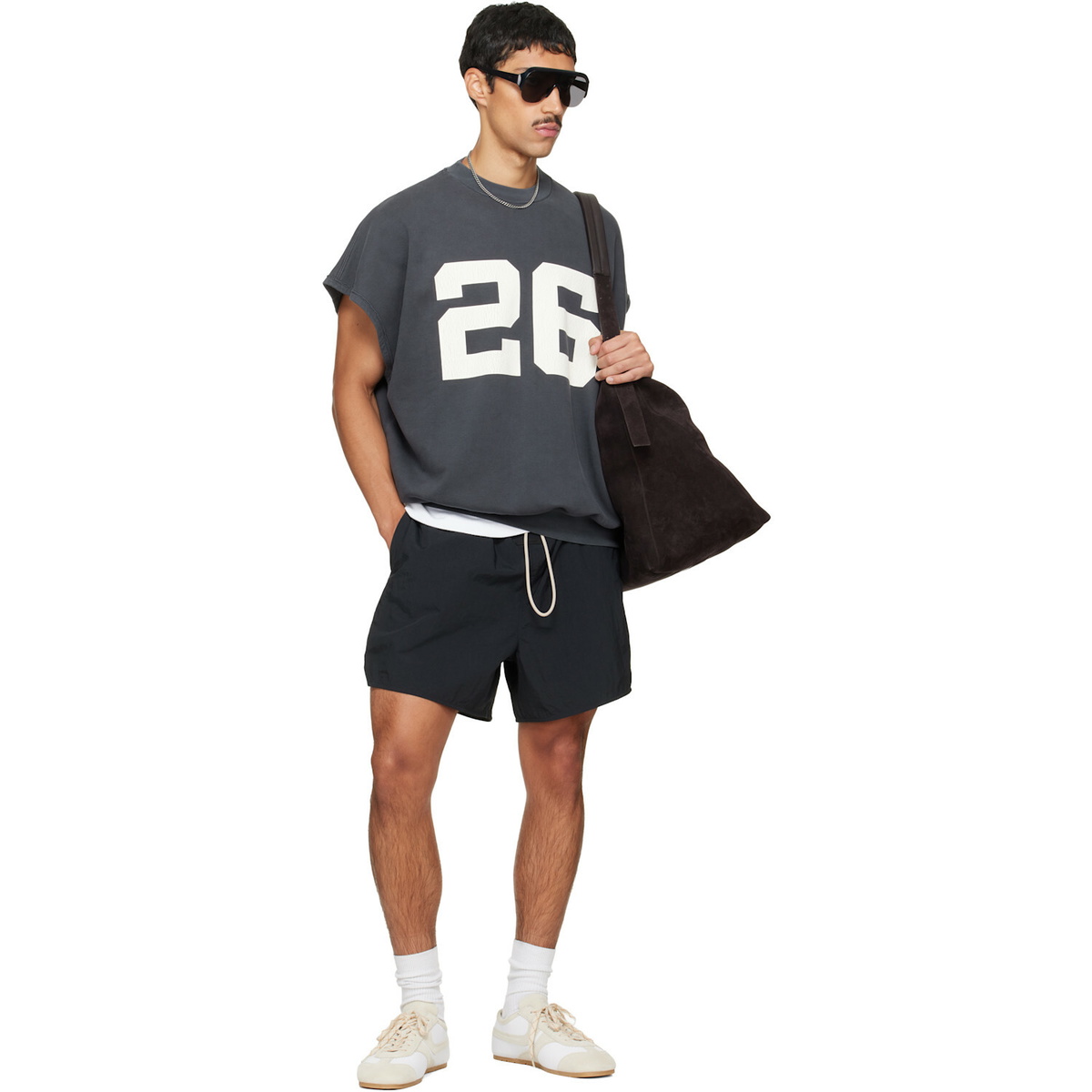 Fear of God ESSENTIALS Gray Relaxed Fleece Cutoff Sweatshirt