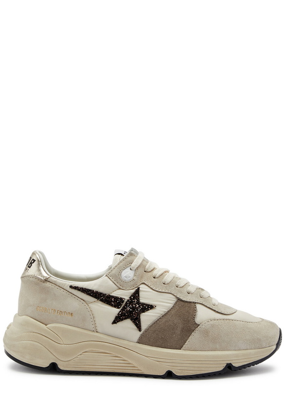 Photo: Golden Goose Running Sole Panelled Nylon Sneakers Cream