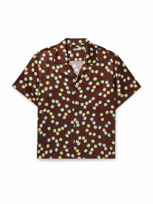 Photo: BODE - Bubble Camp-Collar Printed Satin-Twill Shirt - Brown