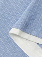 BRUNELLO CUCINELLI - Slim-Fit Jersey-Trimmed Striped Cotton-Piqué Polo Shirt - Blue