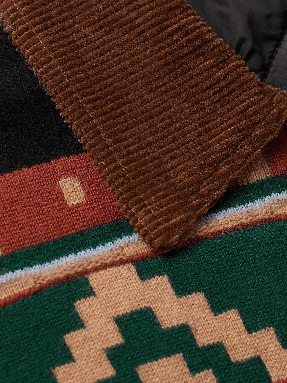 Guest In Residence - Western Industry Corduroy-Trimmed Intarsia-Knit Wool and Cashmere-Blend Jacket - Brown
