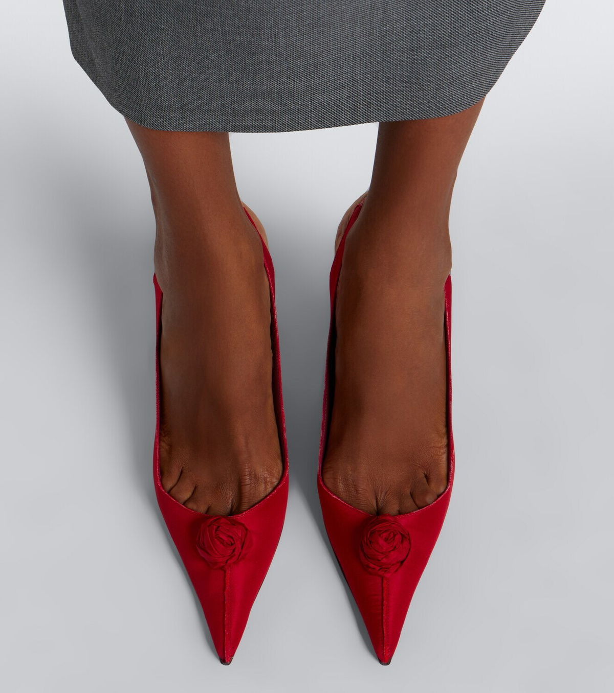 Magda Butrym Floral-appliqué satin slingback pumps