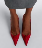 Magda Butrym Floral-appliqué satin slingback pumps