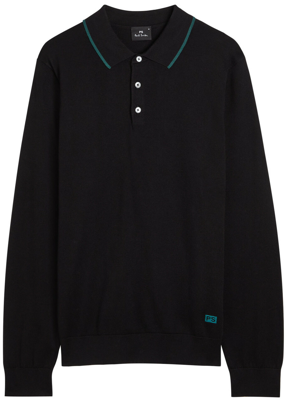 PS Paul Smith Logo-embroidered Cotton Polo Shirt Black