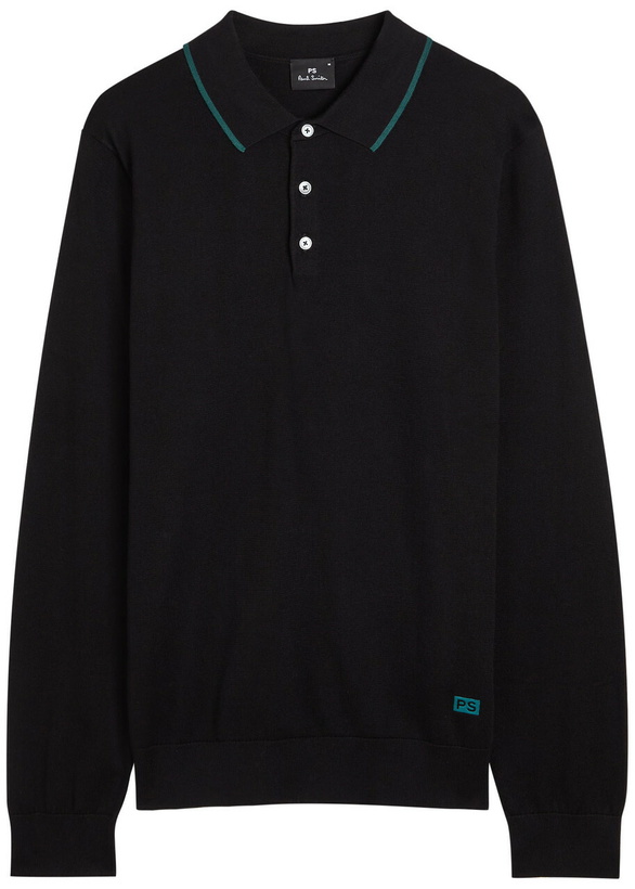 Photo: PS Paul Smith Logo-embroidered Cotton Polo Shirt Black