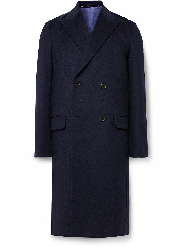 Photo: Paul Smith - Double-Breasted Wool and Cashmere-Blend Coat - Blue