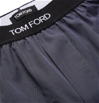 TOM FORD - Grosgrain-Trimmed Cotton Boxer Shorts - Gray