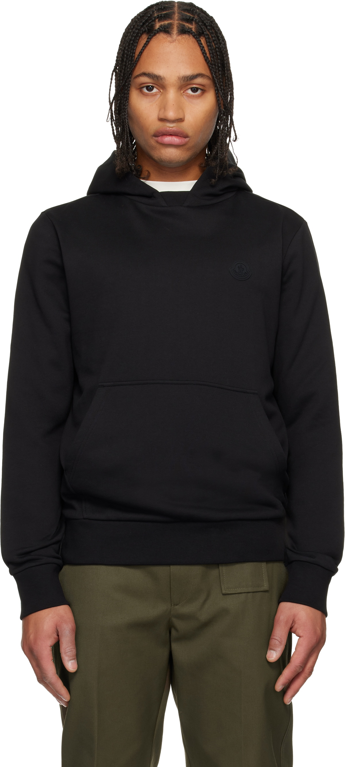 Moncler Black Tonal Back Logo Cotton Hoodie