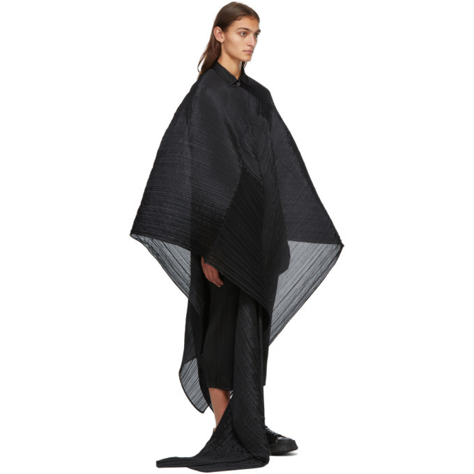 Pleats Please Issey Miyake Black Basic Madame-T Shawl