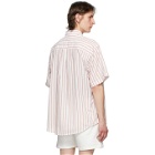 Schnaydermans White and Orange Silk Striped Short Sleeve Shirt