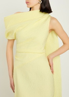 Roksanda Maite Cape-effect Cloqué Midi Dress Yellow Lemon