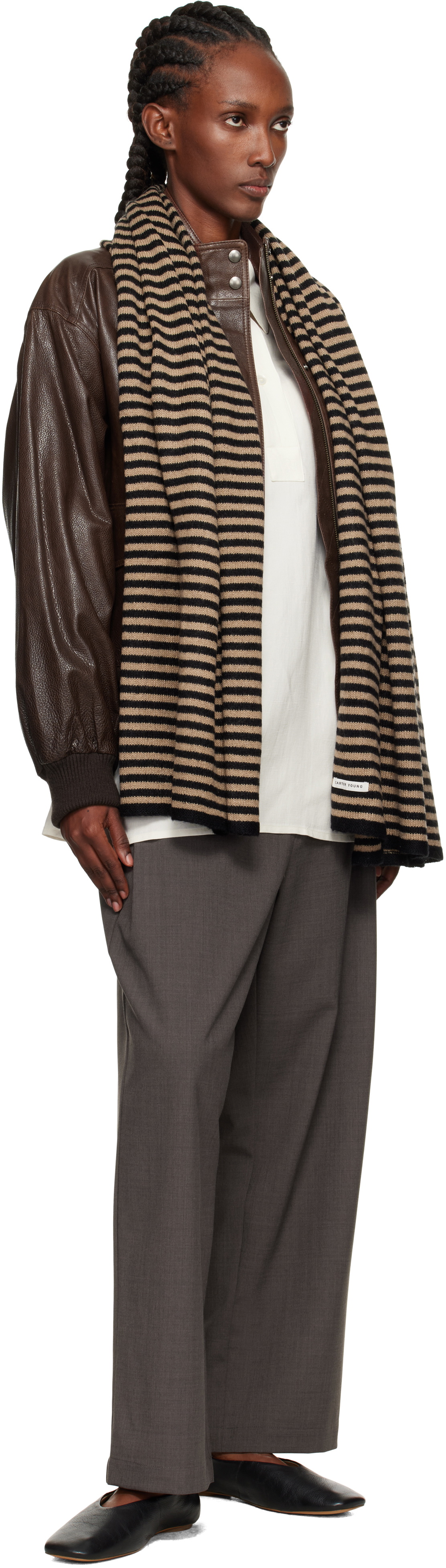 Carter Young Black & Beige Wool Leigh Scarf
