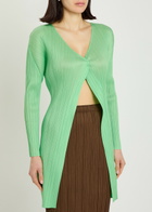 Pleats Please Issey Miyake Pleated Woven Coat Light Green